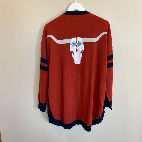 Rachel Hollis Rust Varsity Cardigan Sweater Texas Longhorn Southwestern Women XL - Picture 1 of 6